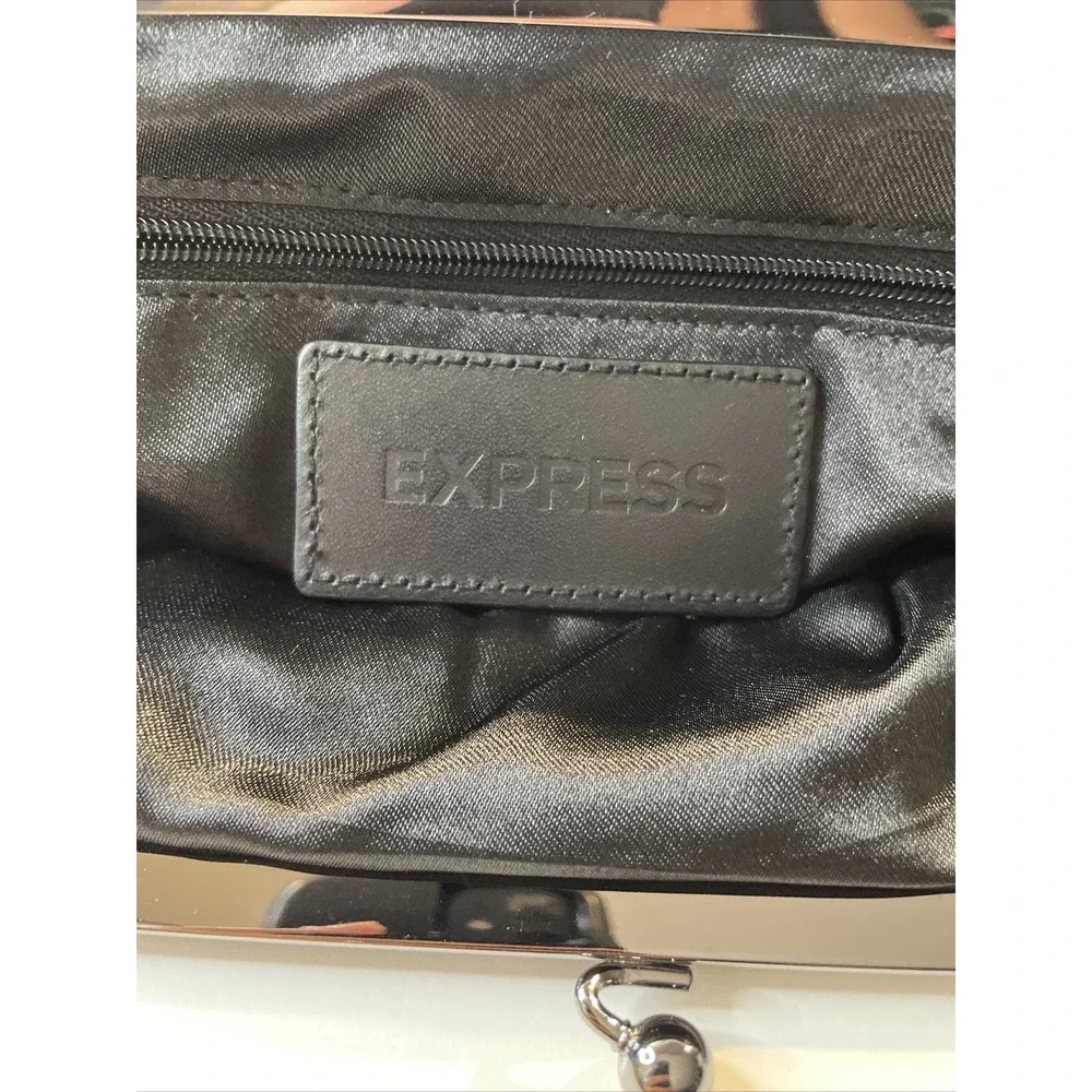 Express Black Bead Clutch Wedding Eventing Handbags Black Beaded Purse EUC G84‎